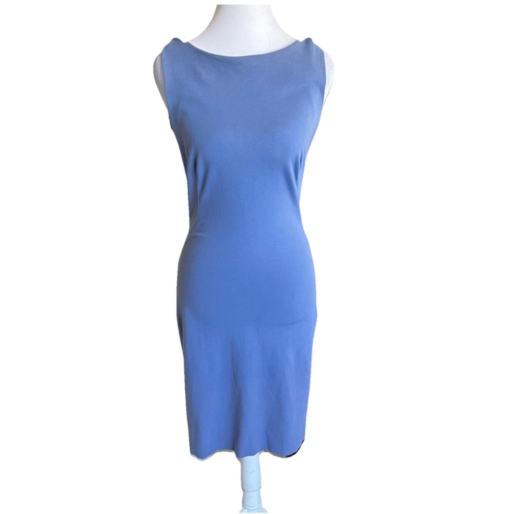 MM.LA FLEUR Blue Stretch Sleeveless Sheath Dress Sz 0 Business Casual Office